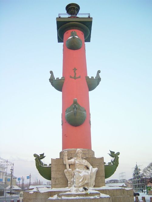 One of the Rostral Columns outside the naval museum, St Petersburg, originally built mid-C18 as beacons for ships using the port. Image by J. D. Davies.