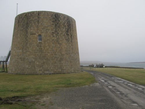 Hackness Martello Tower, Longhope, Hoy, built to protect anchorage from which Baltic convoys sailed during Napoleonic wars. Image by J. D. Davies.